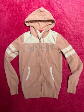 Y2K Guess Rhinestone Zip Up Hoodie